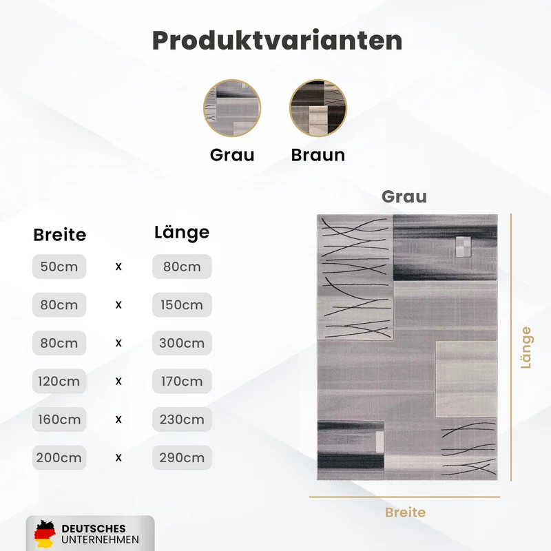 Designer Teppich Wohnzimmer Grau Kacheloptik mit Farbverlauf und Konturenschnitt