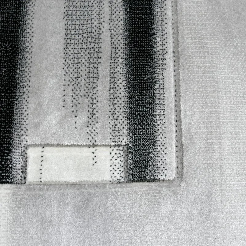 Designer Teppich Wohnzimmer Grau Kacheloptik mit Farbverlauf und Konturenschnitt
