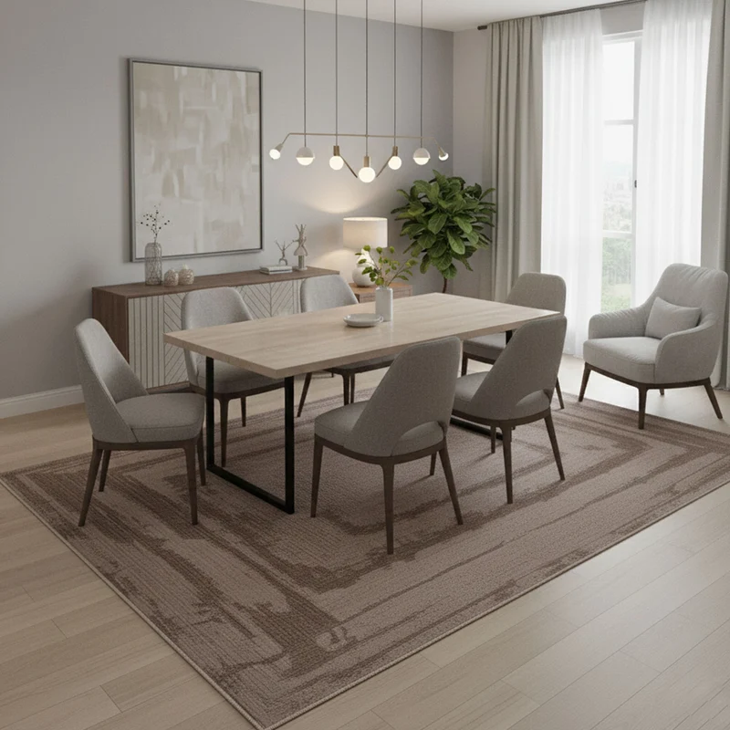Premium Teppich Wohnzimmer Schlafzimmer Modern Hoch&Tief Bordüre – Kurzflor Teppich mit 3D Effekt