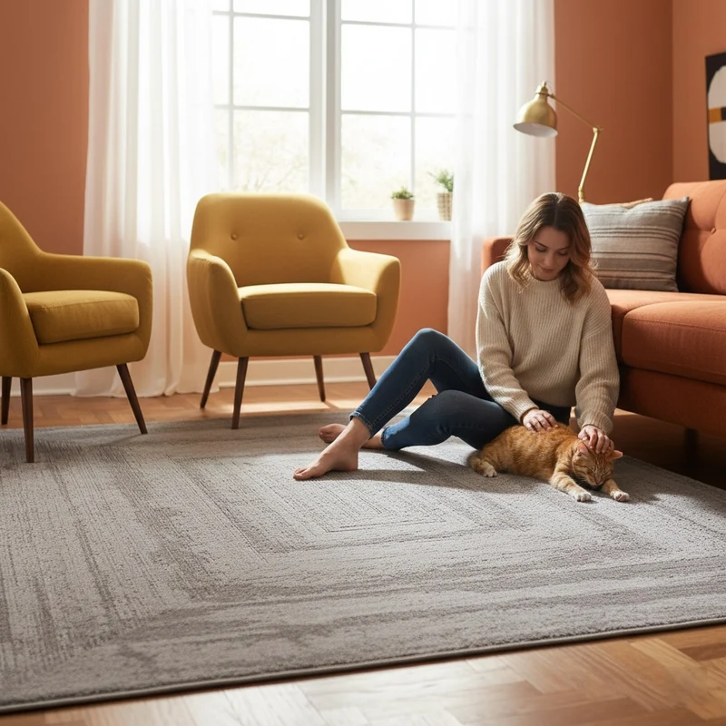 Premium Teppich Wohnzimmer Schlafzimmer Modern Hoch&Tief Bordüre – Kurzflor Teppich mit 3D Effekt