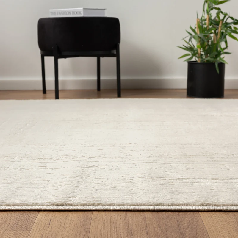Premium Teppich Wohnzimmer Schlafzimmer Modern Hoch&Tief Bordüre – Kurzflor Teppich mit 3D Effekt