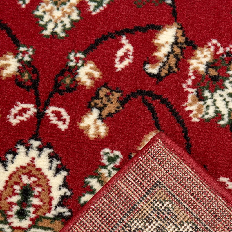 Orient Teppich rot beige klassisch dicht gewebt mit Ornament und Blumenmotiven