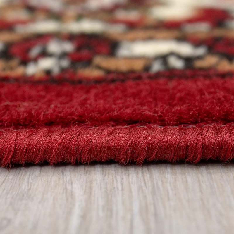 Orient Teppich rot beige klassisch dicht gewebt mit Ornament und Blumenmotiven