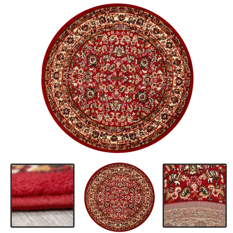 Orient Teppich rot beige klassisch dicht gewebt mit Ornament und Blumenmotiven