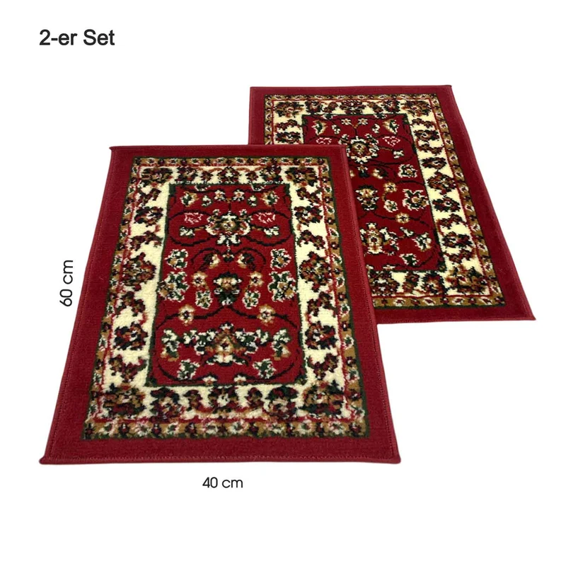 Orient Teppich rot beige klassisch dicht gewebt mit Ornament und Blumenmotiven