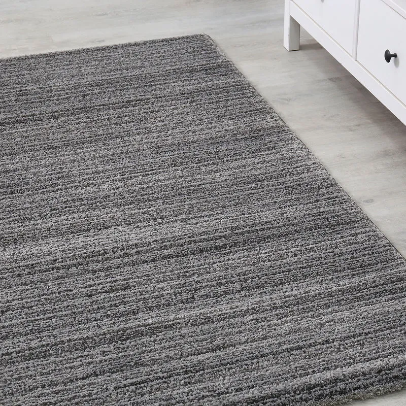 Moderner Wohnzimmer Teppich Extra Weich Mikrofaser Spezial Melierung Anthrazit