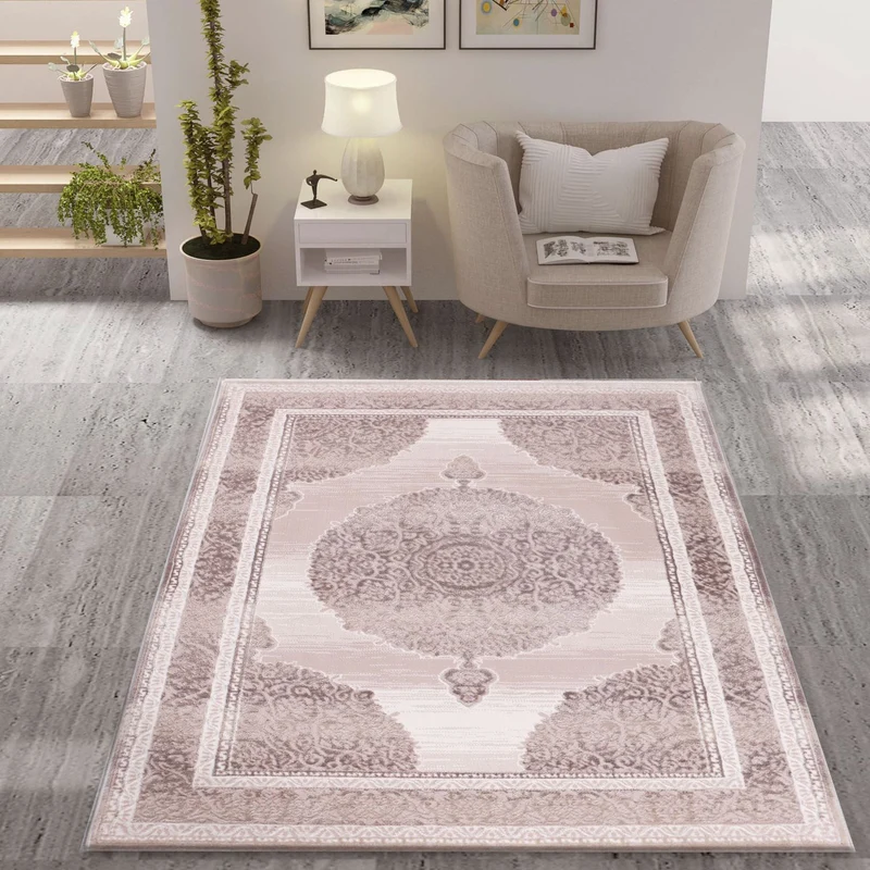 Designer Teppich Dubai Beige Elegant Orientalisch