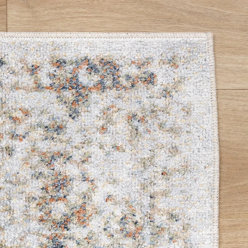 Waschbarer Teppich - Nova Medaillon Hellgrau