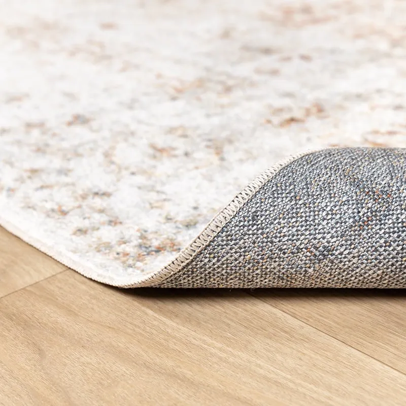 Waschbarer Teppich - Nova Medaillon Hellgrau