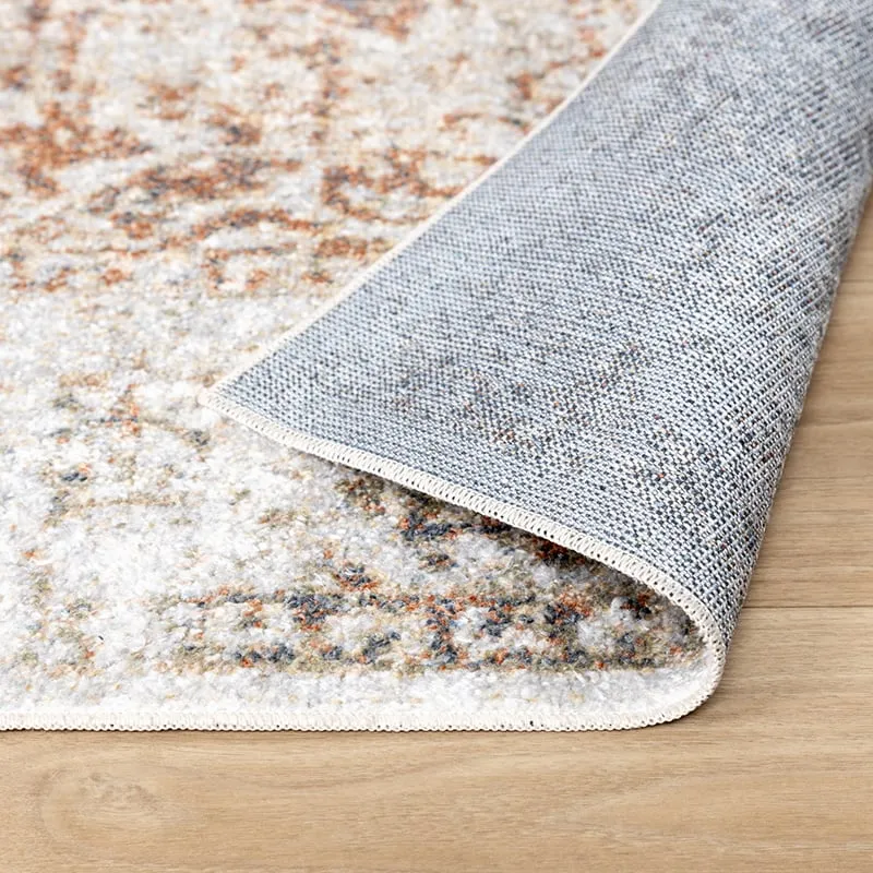 Waschbarer Teppich - Nova Medaillon Hellgrau