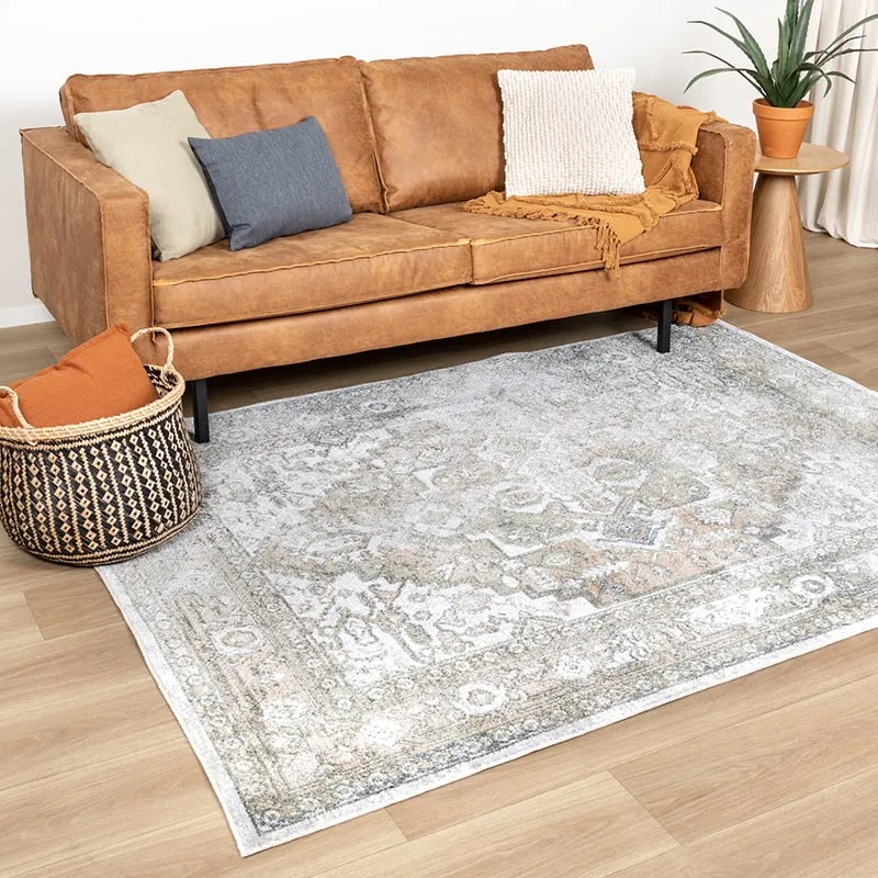 Waschbarer Teppich - Nova Aztec Olivgrün