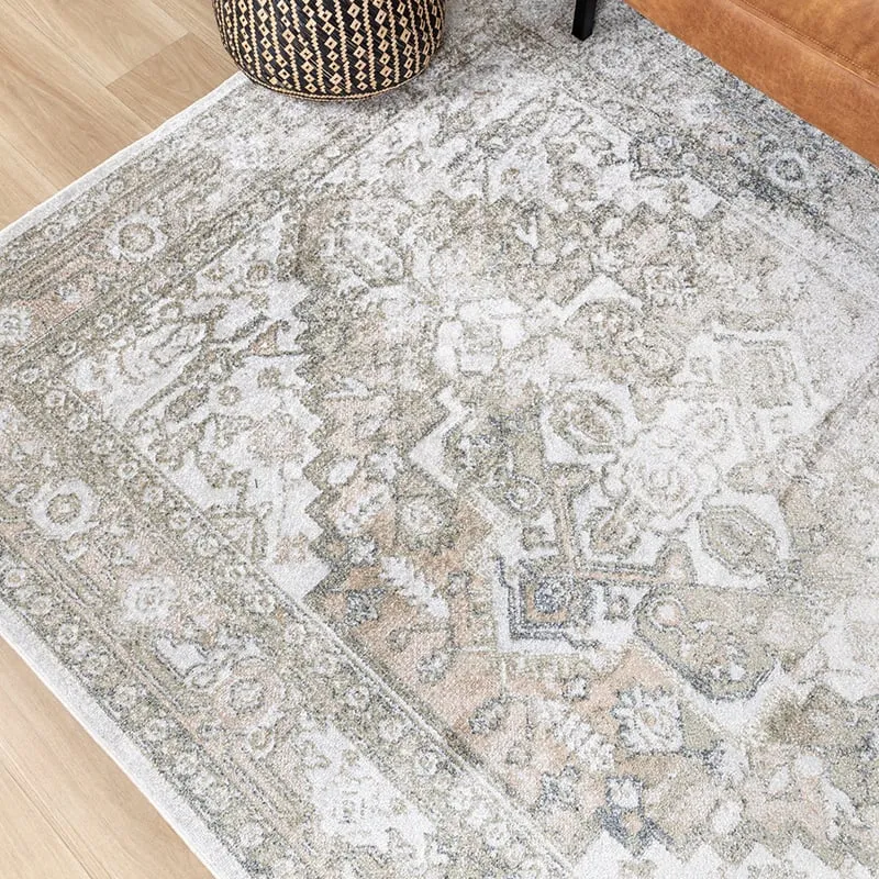 Waschbarer Teppich - Nova Aztec Olivgrün