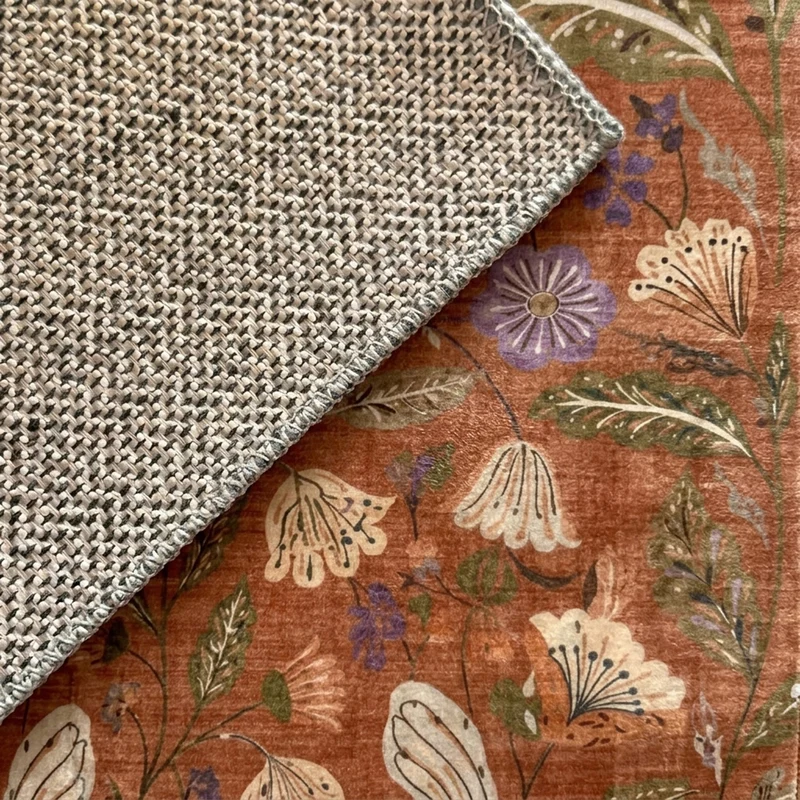Waschbarer Teppich - Misty Flowers Terrakotta | Waschbar