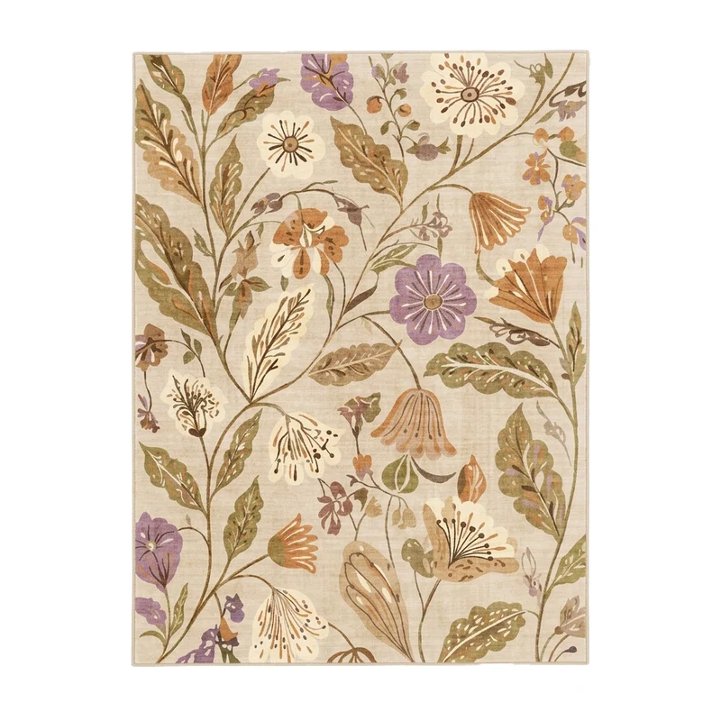 Waschbarer Teppich - Misty Flowers Creme