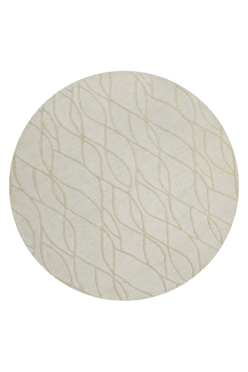 Kurzflor Teppich Rund Creme Weiß aus Schurwolle "Hamptons TWENTYTHREE" WECONhome