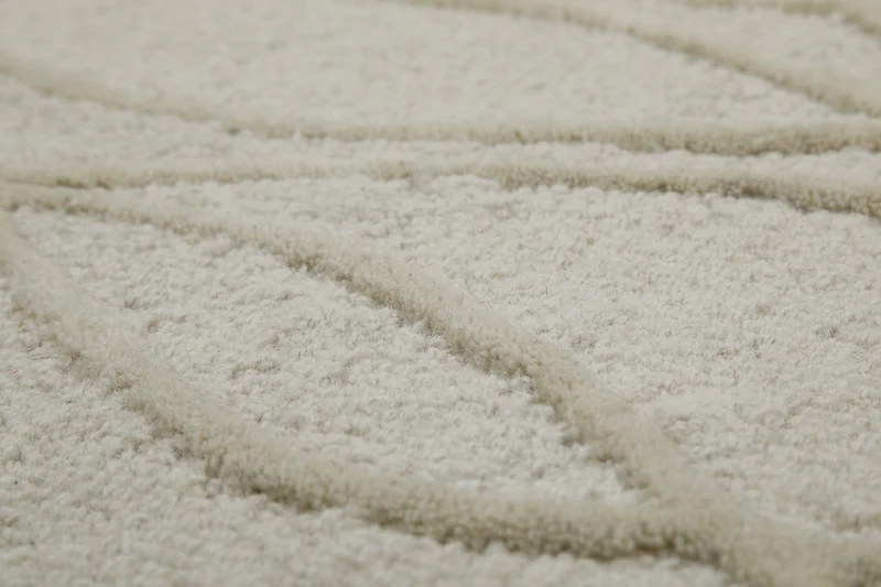 Kurzflor Teppich Rund Creme Weiß aus Schurwolle "Hamptons TWENTYTHREE" WECONhome
