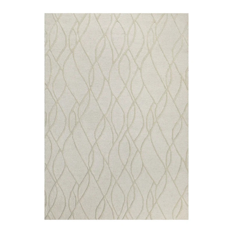 Kurzflor Teppich Creme Weiß aus Schurwolle "Hamptons TWENTYTHREE" WECONhome