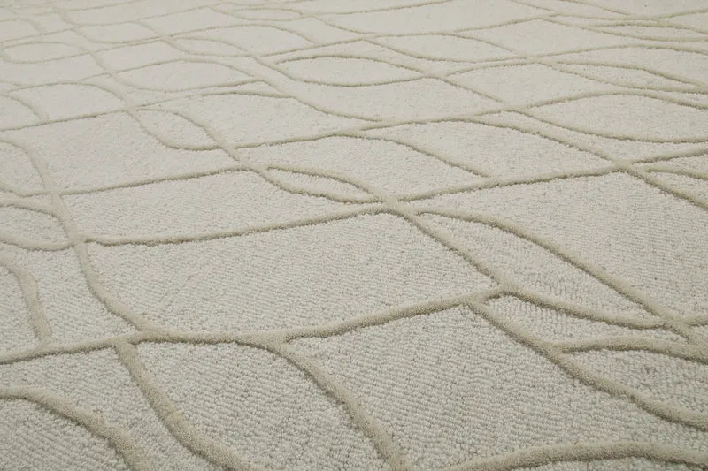 Kurzflor Teppich Creme Weiß aus Schurwolle "Hamptons TWENTYTHREE" WECONhome