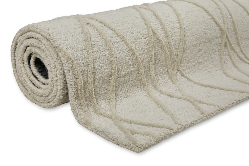 Kurzflor Teppich Creme Weiß aus Schurwolle "Hamptons TWENTYTHREE" WECONhome