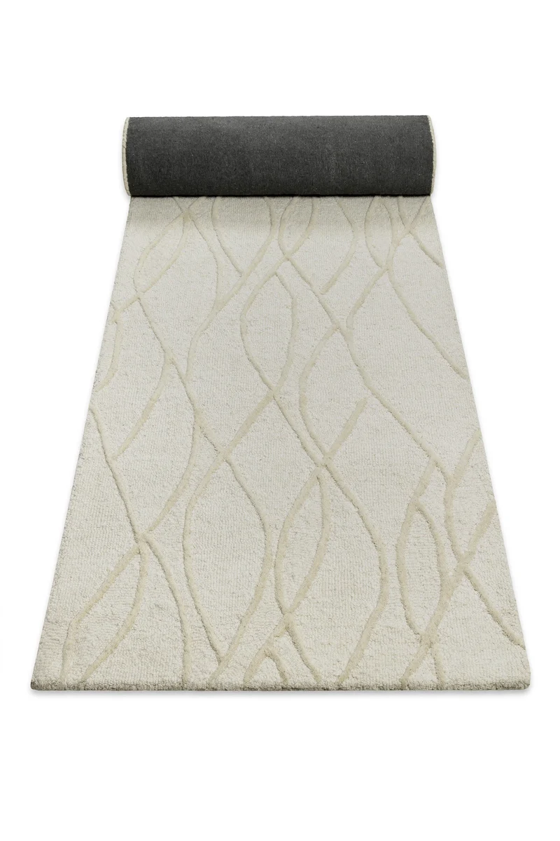 Kurzflor Teppich Creme Weiß aus Schurwolle "Hamptons TWENTYTHREE" WECONhome