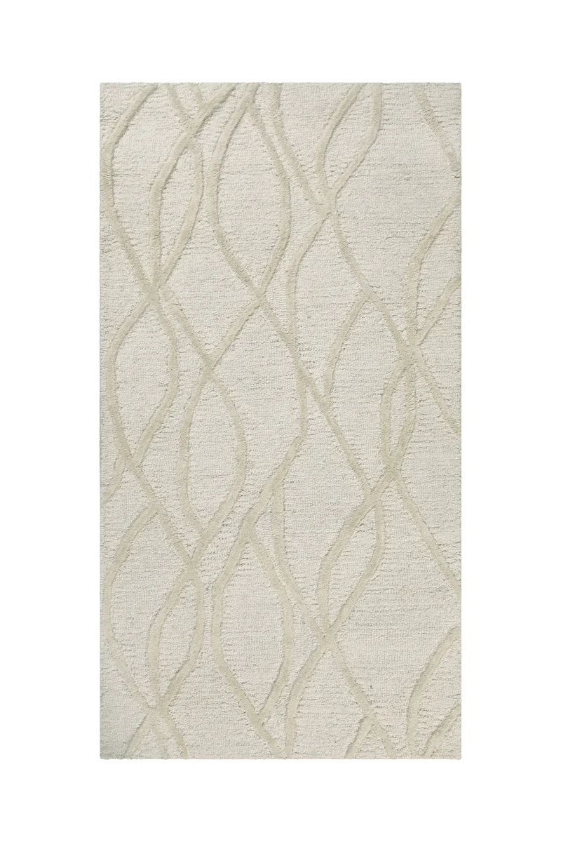 Kurzflor Teppich Creme Weiß aus Schurwolle "Hamptons TWENTYTHREE" WECONhome