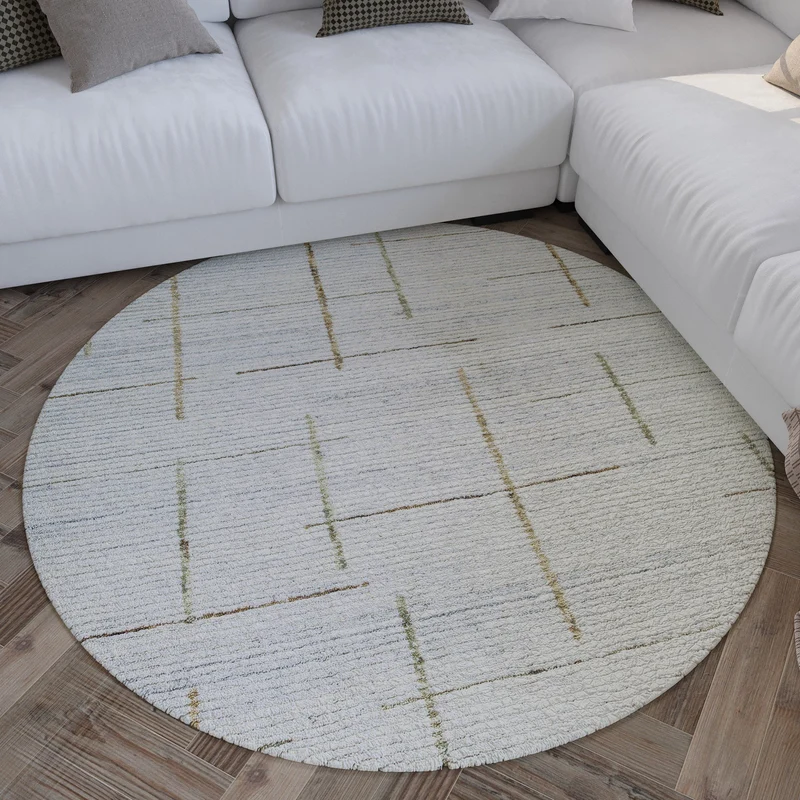 Kurzflor Teppich Rund Perl Weiß "Hamptons TWENTYTWO" WECONhome