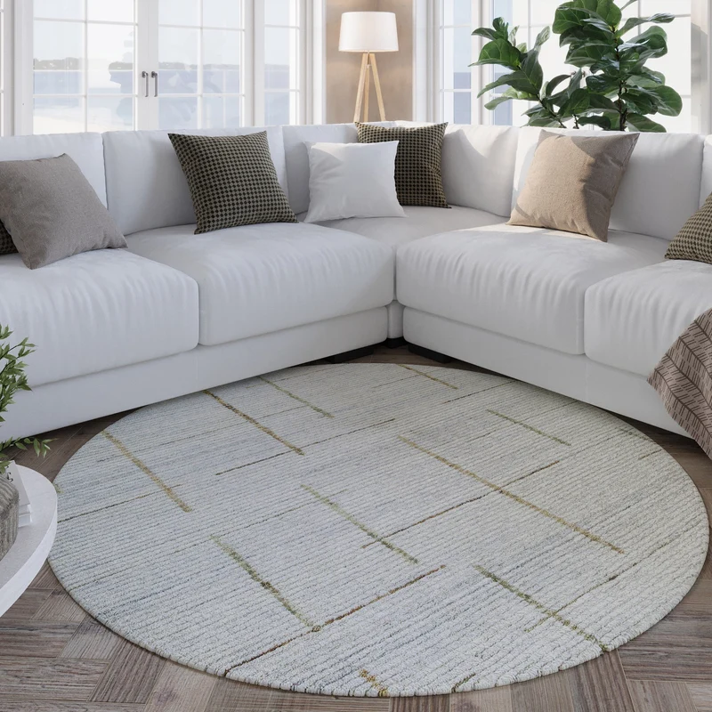 Kurzflor Teppich Rund Perl Weiß "Hamptons TWENTYTWO" WECONhome