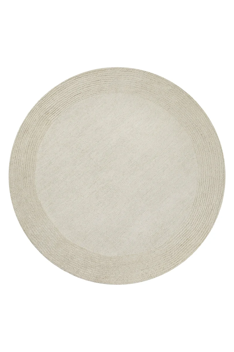 Kurzflor Teppich Rund Creme Weiß aus Schurwolle "Hamptons TWENTYONE" WECONhome