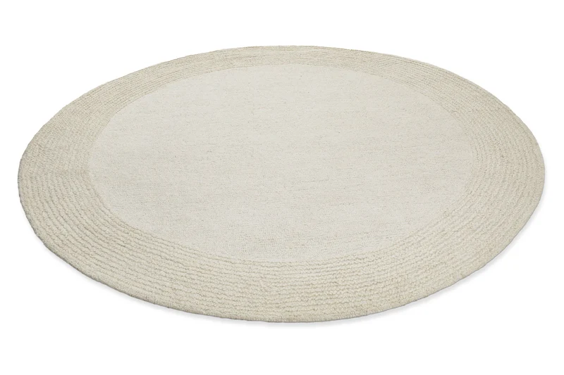 Kurzflor Teppich Rund Creme Weiß aus Schurwolle "Hamptons TWENTYONE" WECONhome