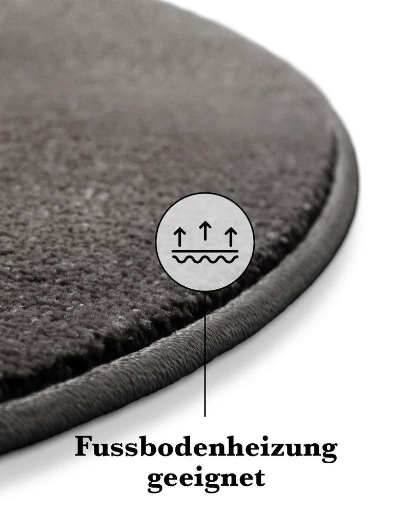 Kurzflorteppich Rund Anthrazit grau "Freja" WECONhome Basics
