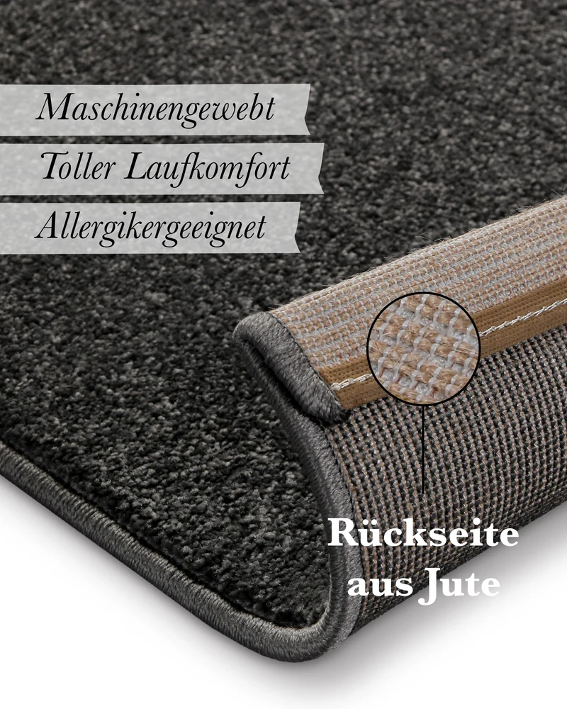 Kurzflorteppich Anthrazit grau "Freja" WECONhome Basics