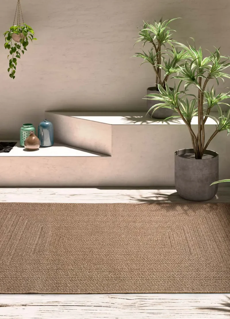 Alfombra de exterior efecto yute Acra 5001 Natural