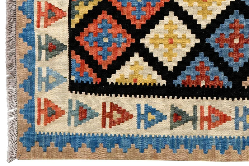 Kelim Gashgai · Handgewebt – Schwarz, 147x106 cm