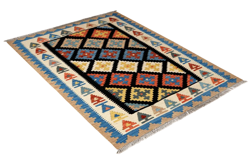Kelim Gashgai · Handgewebt – Schwarz, 147x106 cm