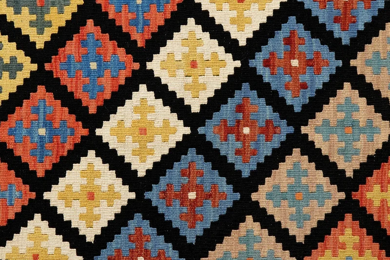 Kelim Gashgai · Handgewebt – Schwarz, 147x106 cm