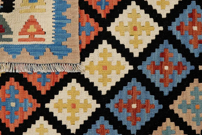Kelim Gashgai · Handgewebt – Schwarz, 147x106 cm