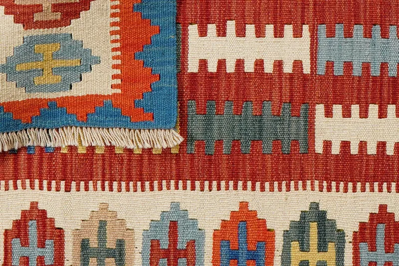 Kelim Gashgai · Handgewebt – Rot, 200x79 cm