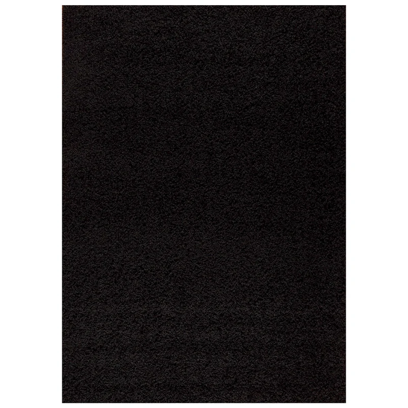 Prime Shaggy Hochflor Langflor Teppich Einfarbig Modern Schwarz für Wohnzimmer, Schlafzimmer