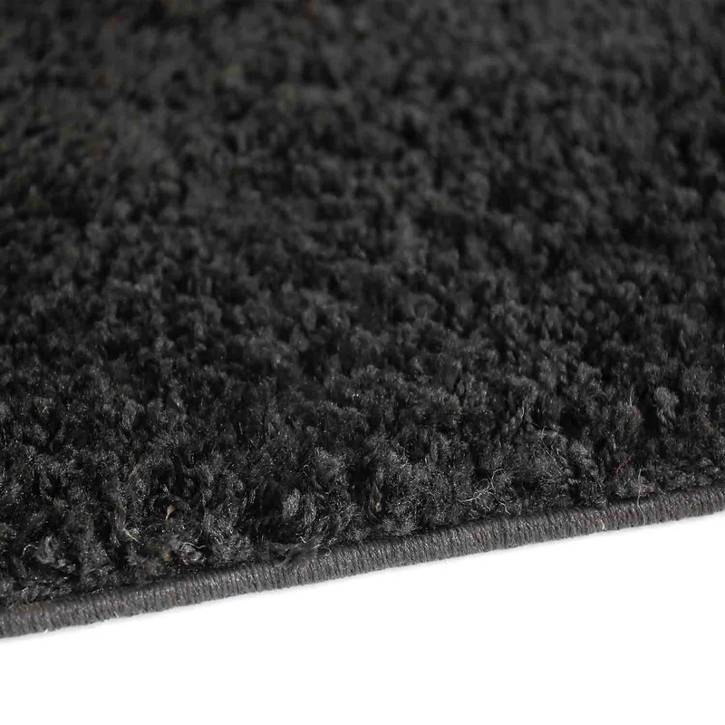 Prime Shaggy Hochflor Langflor Teppich Einfarbig Modern Schwarz für Wohnzimmer, Schlafzimmer