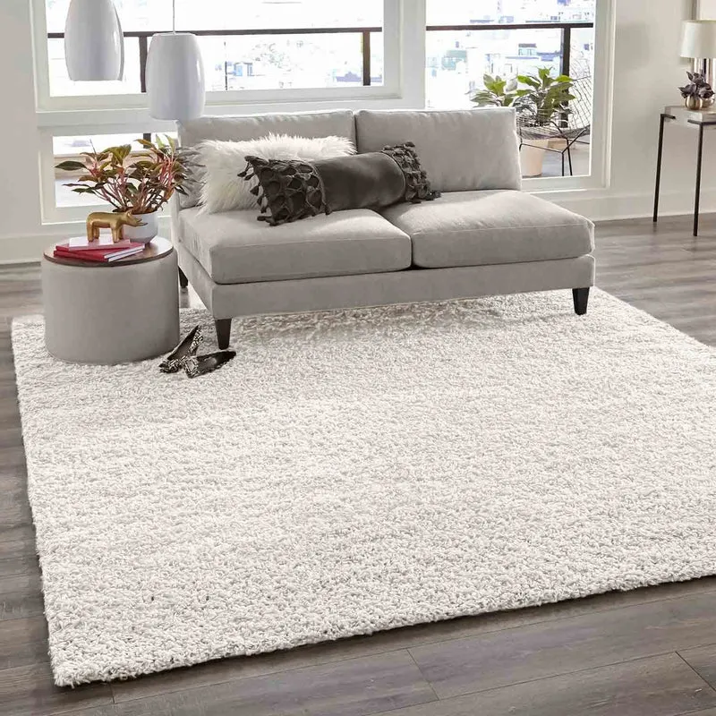 Teppich Prime Shaggy Hochflor Einfarbig Weiss Creme Weich für Wohnzimmer, Schlafzimmer, küche