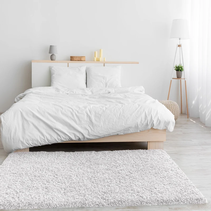 Teppich Prime Shaggy Hochflor Einfarbig Weiss Creme Weich für Wohnzimmer, Schlafzimmer, küche
