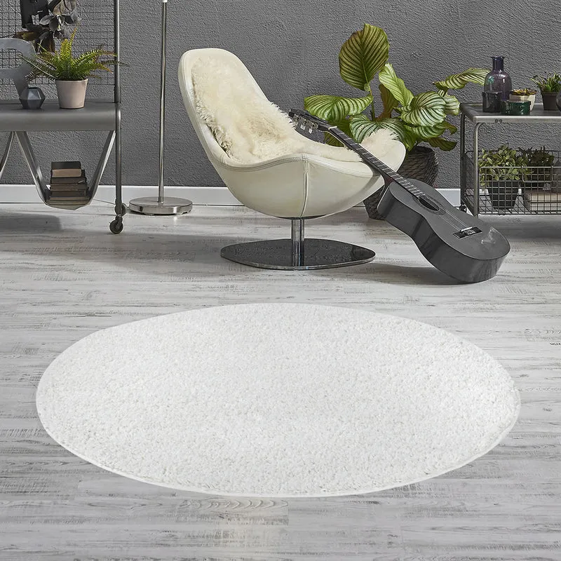 Teppich Prime Shaggy Hochflor Einfarbig Weiss Creme Weich für Wohnzimmer, Schlafzimmer, küche