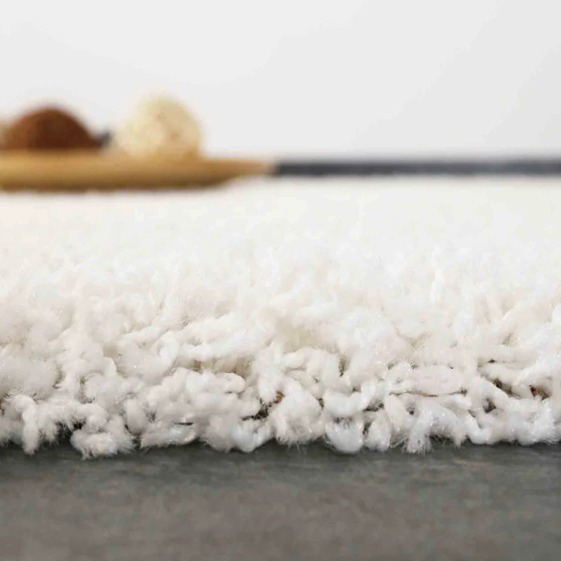 Teppich Prime Shaggy Hochflor Einfarbig Weiss Creme Weich für Wohnzimmer, Schlafzimmer, küche