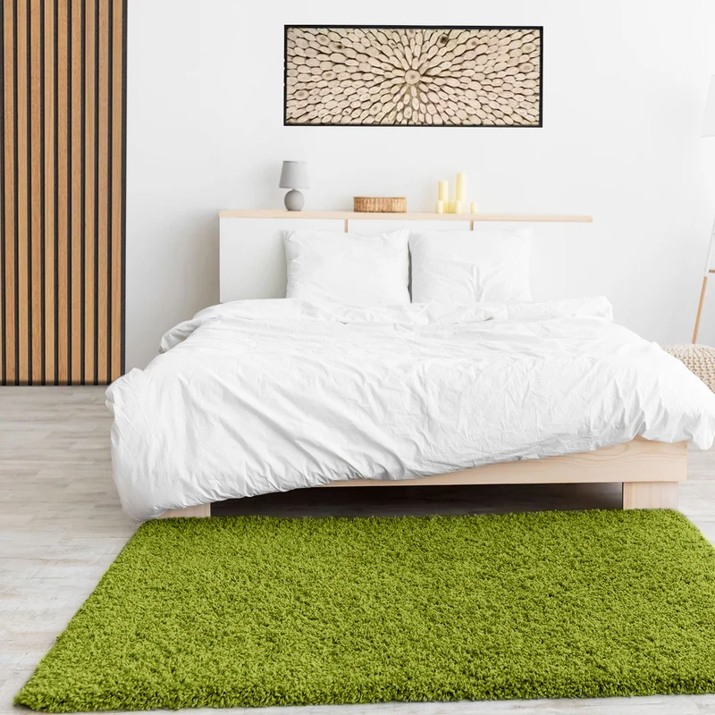 Teppich Prime Shaggy Hochflor Langflor Einfarbig Modern Grün für Wohnzimmer, Schlafzimmer, küche
