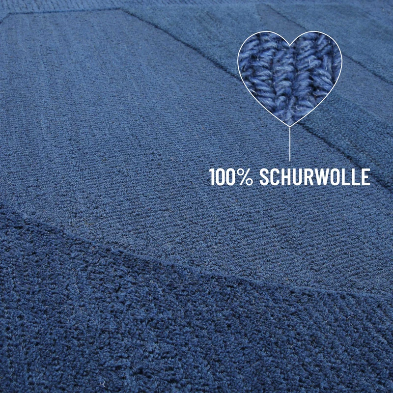 Kurzflorteppich Kobalt Blau aus Schurwolle "Dodo" WECONhome