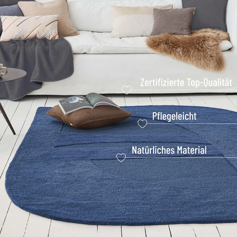 Kurzflorteppich Kobalt Blau aus Schurwolle "Dodo" WECONhome