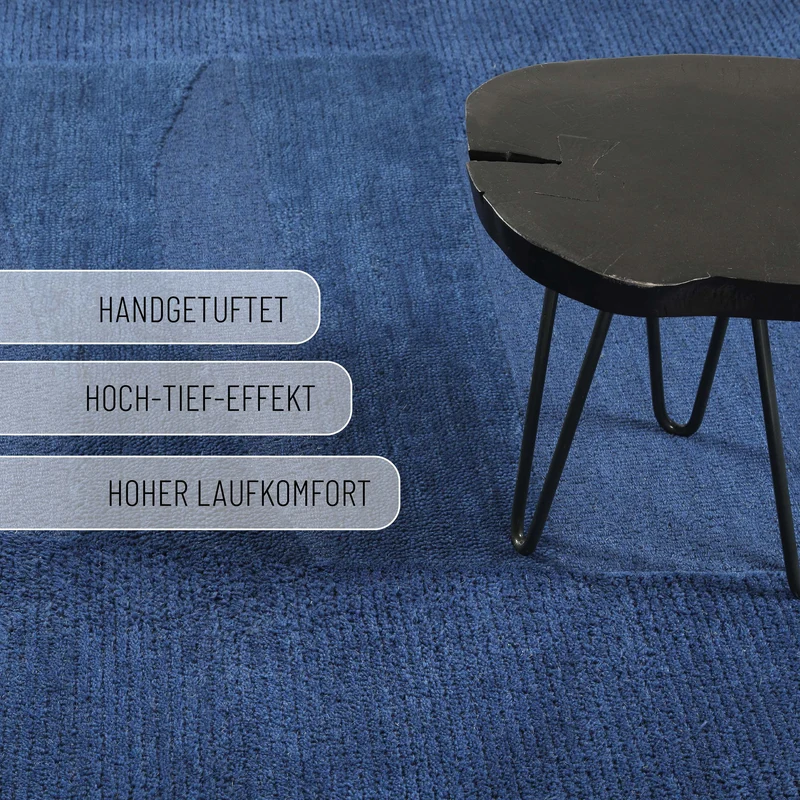 Kurzflorteppich Kobalt Blau aus Schurwolle "Dodo" WECONhome