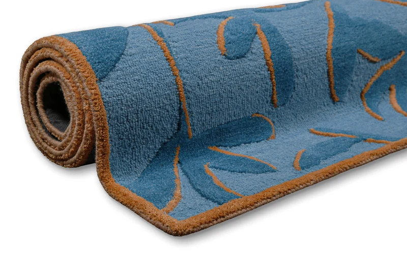 Kurzflor Teppich aus Schurwolle Blau Multi "Summers Peak" WECONhome