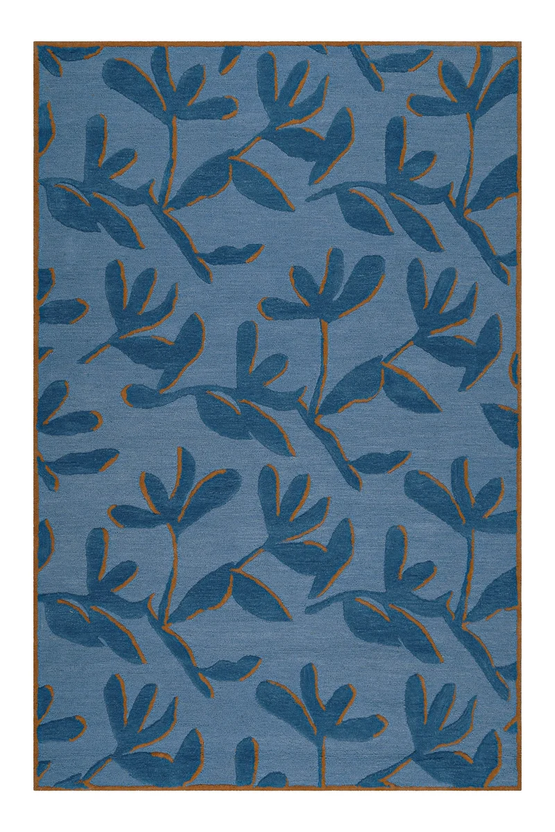 Kurzflor Teppich aus Schurwolle Blau Multi "Summers Peak" WECONhome