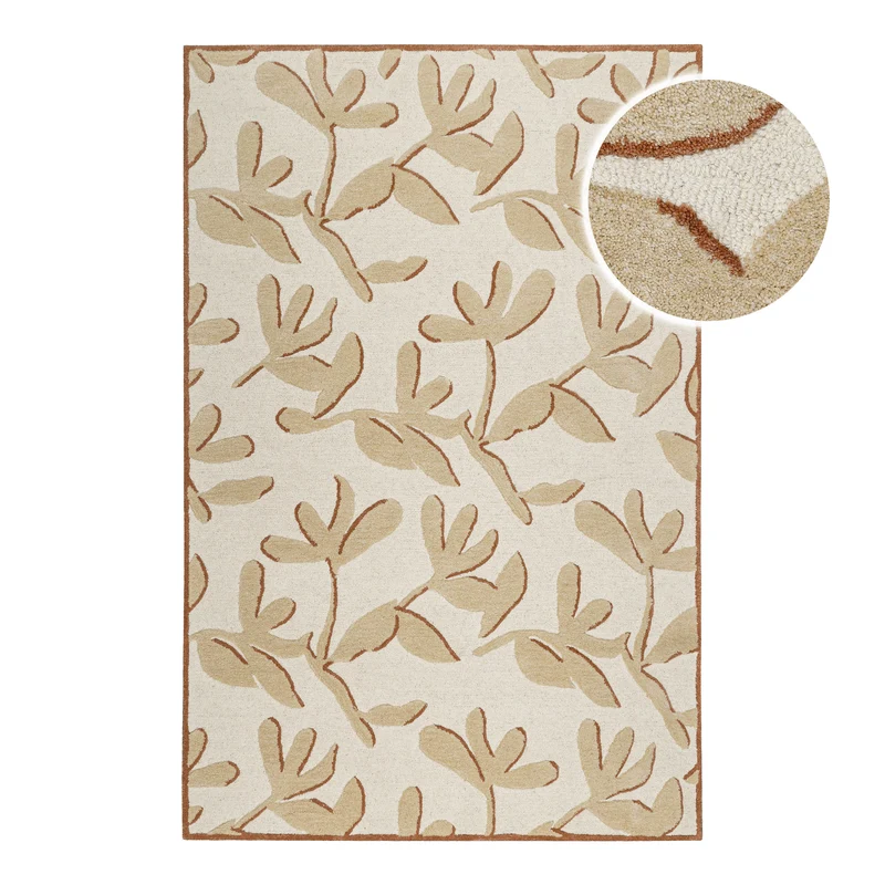 Kurzflor Teppich aus Schurwolle Beige Multi "Summers Peak" WECONhome